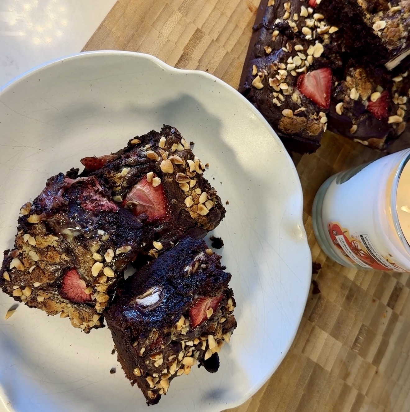 Strawberry Hazelnut Kinder Bueno Brownies